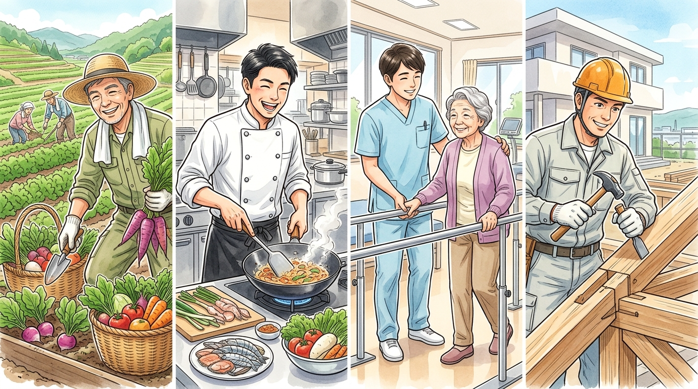 多様な職業で働く人々の明るい未来