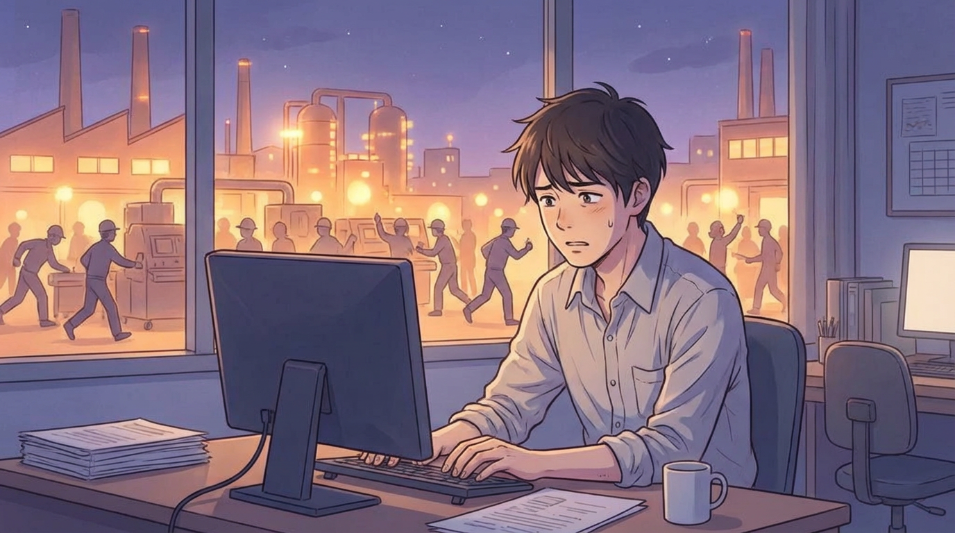 将来への不安な表情を浮かべる20代の男性。