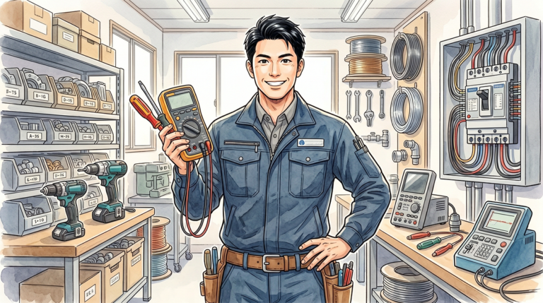 自信ある表情で工具を持つ職人